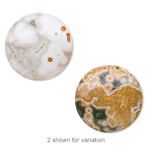 Cabochon, ocean jasper (natural), 20mm calibrated round, B grade, Mohs hardness 6-1/2 to 7. Sold individually.