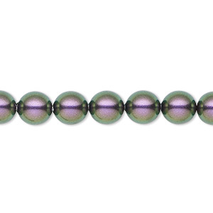 Pearl, Crystal Passions&reg;, iridescent purple, 8mm round (5810). Sold per pkg of 50.