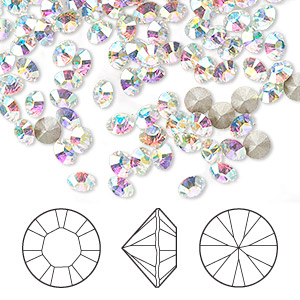 Chaton, Crystal Passions&reg;, crystal AB, foil back, 4-4.1mm round (1028), PP32. Sold per pkg of 144 (1 gross).
