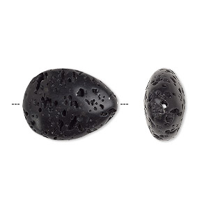 Bead, lava rock (waxed), 20x15mm teardrop, B grade, Mohs hardness 3 to 3-1/2. Sold per pkg of 2.
