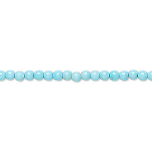 Bead, Sleeping Beauty turquoise (natural), 3mm round, A- grade, Mohs hardness 5 to 6. Sold per 15-1/2&quot; to 16&quot; strand.
