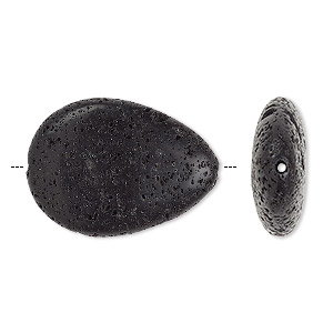 Bead, lava rock (waxed), 25x18mm teardrop, B grade, Mohs hardness 3 to 3-1/2. Sold per pkg of 2.
