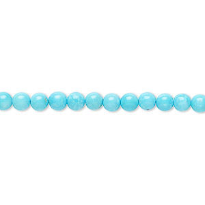 Bead, Sleeping Beauty turquoise (natural), 4mm round, A- grade, Mohs hardness 5 to 6. Sold per 15-1/2&quot; to 16&quot; strand.