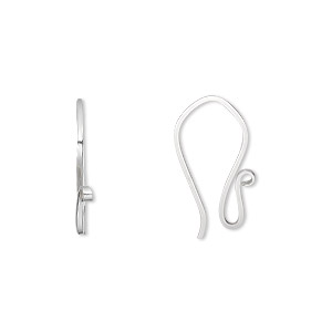 Ear wire, sterling silver, 19x10mm square wire fishhook with open loop, 20 gauge. Sold per pair.