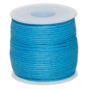Cord, waxed cotton, turquoise blue, 0.5mm. Sold per 25-meter spool.