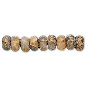 Bead, leopardskin jasper (natural), 8x5mm rondelle, B grade, Mohs hardness 6-1/2 to 7. Sold per pkg of 10.