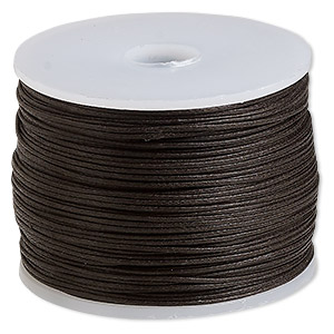 Cord, waxed cotton, brown, 0.5mm. Sold per 100-meter spool.
