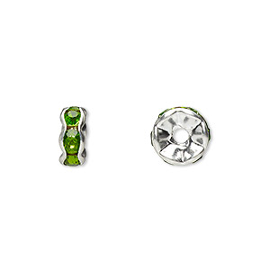 Spacer Beads Silver Plated/Finished Greens