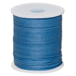 Cord, waxed cotton, medium blue, 1mm, 20-pound test. Sold per 100-meter  spool. - Fire Mountain Gems and Beads