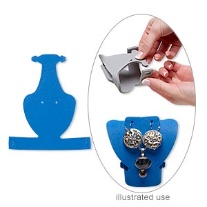 Display, foldable, necklace and earring, foam, blue, 3-1/4 x 3-1/4 x 2 inches assembled. Sold per pkg of 2.
