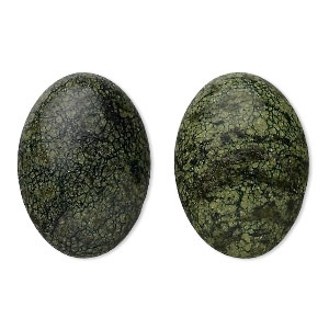 Cabochon, Russian serpentine (natural), 25x18mm calibrated oval, B grade, Mohs hardness 2-1/2 to 5. Sold per pkg of 2.
