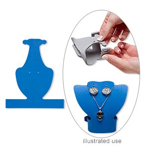 Display, foldable, necklace and earring, foam, blue, 5-1/4 x 5-3/4 x 3-1/4 inches assembled. Sold per pkg of 2.