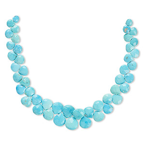 Bead, sleeping beauty turquoise (stabilized), 6-11mm graduated hand-cut faceted teardrop, B grade, Mohs hardness 5-6. Sold per 8-inch strand, approximately 45 beads.