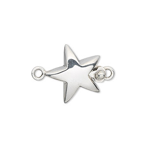 Clasp, tab, sterling silver, 17x17mm star. Sold individually.