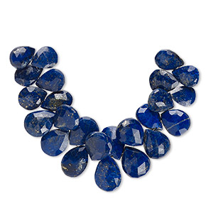 Bead, lapis lazuli (natural), 10x8mm-12x10mm graduated hand-cut faceted teardrop, B+ grade, Mohs hardness 5 to 6. Sold per 4-inch strand, approximately 20 beads.
