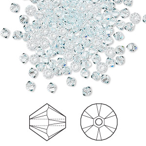 Bead, Crystal Passions&reg;, light azore, 3mm bicone (5328). Sold per pkg of 48.