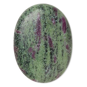 Cabochon, ruby in zoisite (natural), medium to dark. 40x30mm calibrated oval, B grade, Mohs hardness 6 to 7. Sold individually.