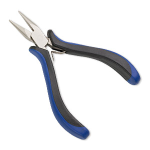 Pliers, chain-nose, plastic and nickel-plated steel, blue and black, 5 inches. Sold individually.