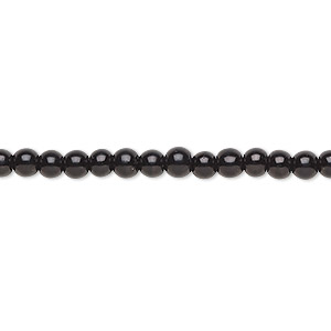 Bead, Celestial Crystal&reg;, crystal pearl, black, 4mm round. Sold per pkg of (2) 15-1/2&quot; to 16&quot; strands, approximately 200 beads.