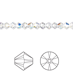 Bead, Crystal Passions&reg;, crystal AB, 4mm bicone (5328). Sold per pkg of 48.