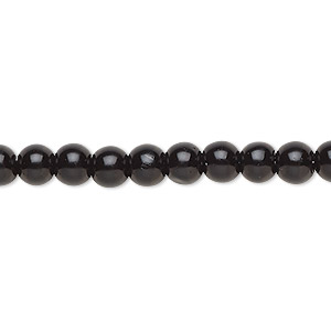 Bead, Celestial Crystal&reg;, crystal pearl, black, 6mm round. Sold per pkg of (2) 15-1/2&quot; to 16&quot; strands, approximately 130 beads.