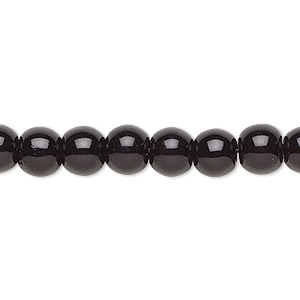 Bead, Celestial Crystal&reg;, crystal pearl, black, 8mm round. Sold per pkg of (2) 15-1/2&quot; to 16&quot; strands, approximately 100 beads.