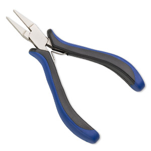 Pliers, flat-nose, plastic and nickel-plated steel, blue and black, 5 inches. Sold individually.
