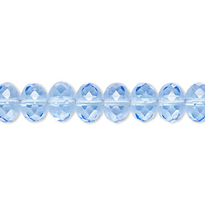 Bead, Czech fire-polished glass, transparent sapphire blue, 9x5mm faceted rondelle. Sold per 15-1/2&quot; to 16&quot; strand.