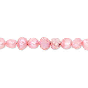 Pearl, cultured freshwater (dyed), dark blush, 4-6mm flat-sided potato, D grade, Mohs hardness 2-1/2 to 4. Sold per 14-inch strand.