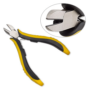 Pliers, OHM, diagonal flush-cutter, carbon steel, black and yellow, 5 inches with ergonomic handles. Sold individually.