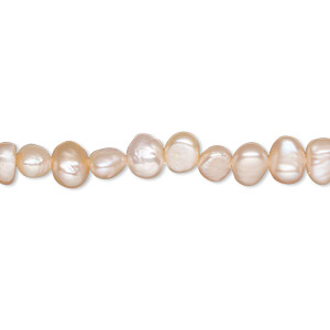 Pearl, cultured freshwater, peach, 6-7mm flat-sided potato, C- grade. Sold per 16-inch strand.