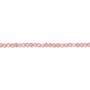 Bead, pink tourmaline (natural), 2mm hand-cut faceted round, B grade, Mohs hardness 7 to 7-1/2. Sold per 15-1/2&quot; to 16&quot; strand.