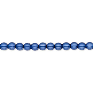 Bead, Czech pearl-coated glass druk, opaque royal blue, 4mm round. Sold per 15-1/2&quot; to 16&quot; strand.