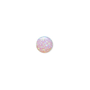Cabochon, &quot;opal&quot; (silica and epoxy) (man-made), pink, 8mm calibrated round. Sold individually.