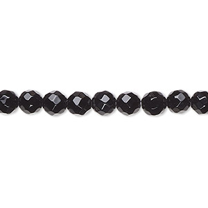 Bead, black onyx (dyed), 5mm faceted round, A- grade, Mohs hardness 6-1/2 to 7. Sold per 15-1/2&quot; to 16&quot; strand.