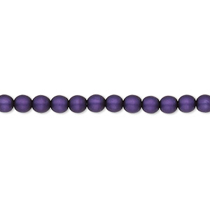 Czech 4mm Round Druk Glass Beads -Iridescent Dark Purple