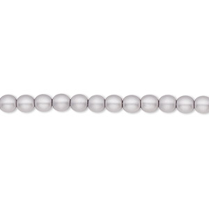 Bead, Czech pearl-coated glass druk, opaque matte light grey, 4mm round. Sold per 15-1/2&quot; to 16&quot; strand.