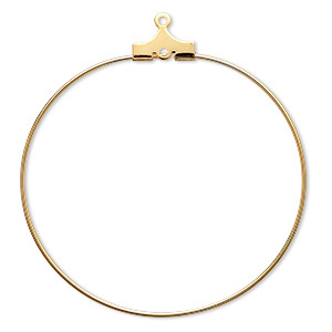 Beading hoop, gold-plated brass, 40mm round with loop. Sold per pkg of 10.