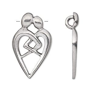 Focal, antiqued pewter (tin-based alloy), 31.5x19mm people entwined heart. Sold individually.