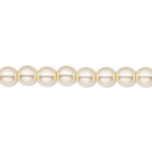 Bead, Czech pearl-coated glass druk, opaque cream, 6mm round. Sold per 15-1/2&quot; to 16&quot; strand.