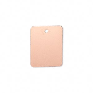 Drop, copper-plated brass, 20x15mm double-sided rectangle. Sold per pkg of 6.