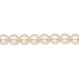 Bead, Czech pearl-coated glass druk, opaque champagne, 6mm round. Sold per 15-1/2&quot; to 16&quot; strand.