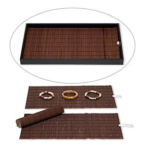 Display pad, bamboo (dyed), brown, 14 x 7-3/4 inch roll-up rectangle. Sold per pkg of 4.