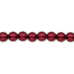 16 Strand 6mm Round Preciosa Opaque Crimson Red Pearl-coated Glass Druk Beads