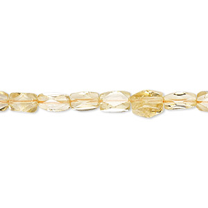 Bead, citrine (dyed / heated), 5x4mm-8x6mm hand-cut faceted rectangle, C grade, Mohs hardness 7. Sold per 15-1/2&quot; to 16&quot; strand.