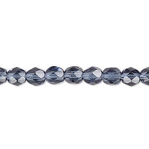 Bead, Czech fire-polished glass, translucent Montana blue, 6mm faceted round. Sold per 15-1/2&quot; to 16&quot; strand, approximately 65 beads.