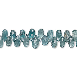 Bead, indigo kyanite (natural), 5x2mm-8x4mm graduated hand-cut top-drilled faceted briolette, B grade, Mohs hardness 4 to 7-1/2. Sold per 8-inch strand, approximately 90 beads.