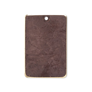 Focal, brass, earth tone brown patina, Pantone&reg; color 19-1321, 30x20mm double-sided rectangle. Sold per pkg of 6.