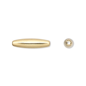 Bead, gold-plated brass, 19x5mm oval. Sold per pkg of 100.