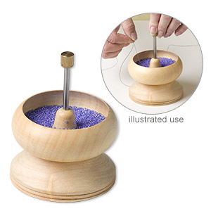 Tool, Speedy Stringer&#153; bowl, wood, 6 x 4-1/2 inches with 1-3/8-inch depth, includes &quot;J&quot; needle. Sold individually.